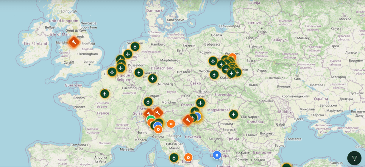 SkyDeals Europe map screenshot